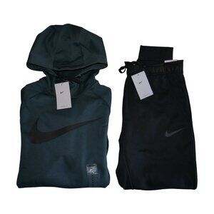 Nike Therma-fit Sweatsuit Men's Size L/XL Fleece 2 PC Tracksuit Green/Black NWT
